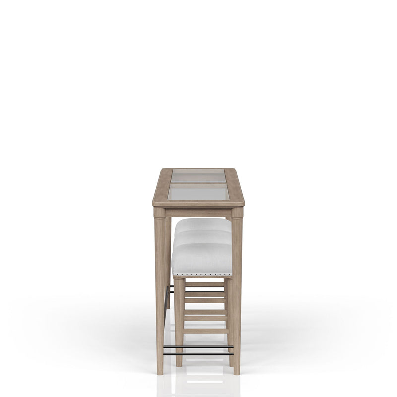 Glass Console Table With 3 Stools - Frosted - R&R Furniture Gallery (Fountain Valley, CA)
