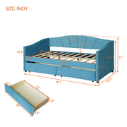 Upholstered Daybed With Two Drawers And Wood Slat - R&R Furniture Gallery (Fountain Valley, CA)