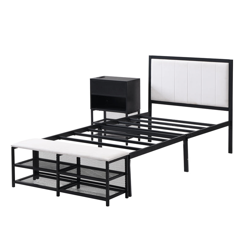 Platform Bed With 2 Tier Storage Shelves, Storage Cabinet - R&R Furniture Gallery (Fountain Valley, CA)