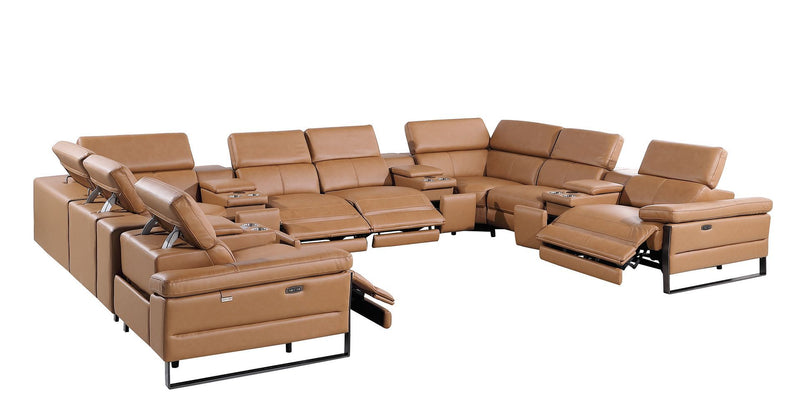 1246 - 12-Piece U-Shaped Modular Power Reclining Sectional With 4 Power Recliners And Power Headrests