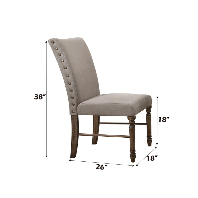 Leventis - Side Chair (Set of 2) - Cream Linen & Weathered Oak - R&R Furniture Gallery (Fountain Valley, CA)