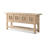 Natural wood Rowan sideboard with lower shelf by Jennifer Taylor Home, showcasing a modern storage solution with clean lines.