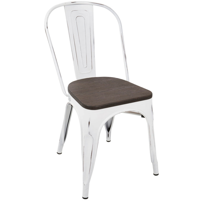 Pair of Oregon Industrial Farmhouse Stackable Dining Chairs by Lumi Source, showcasing rustic metal and wooden design in a set of two.