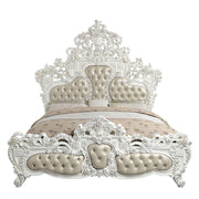 Vanaheim - Eastern King Bed - Beige Synthetic Leather & Antique White - R&R Furniture Gallery (Fountain Valley, CA)
