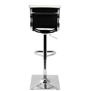 Lumi Source Masters contemporary adjustable barstool with swivel, bar height (28-30 inches), featuring a modern design and cushioned seat.