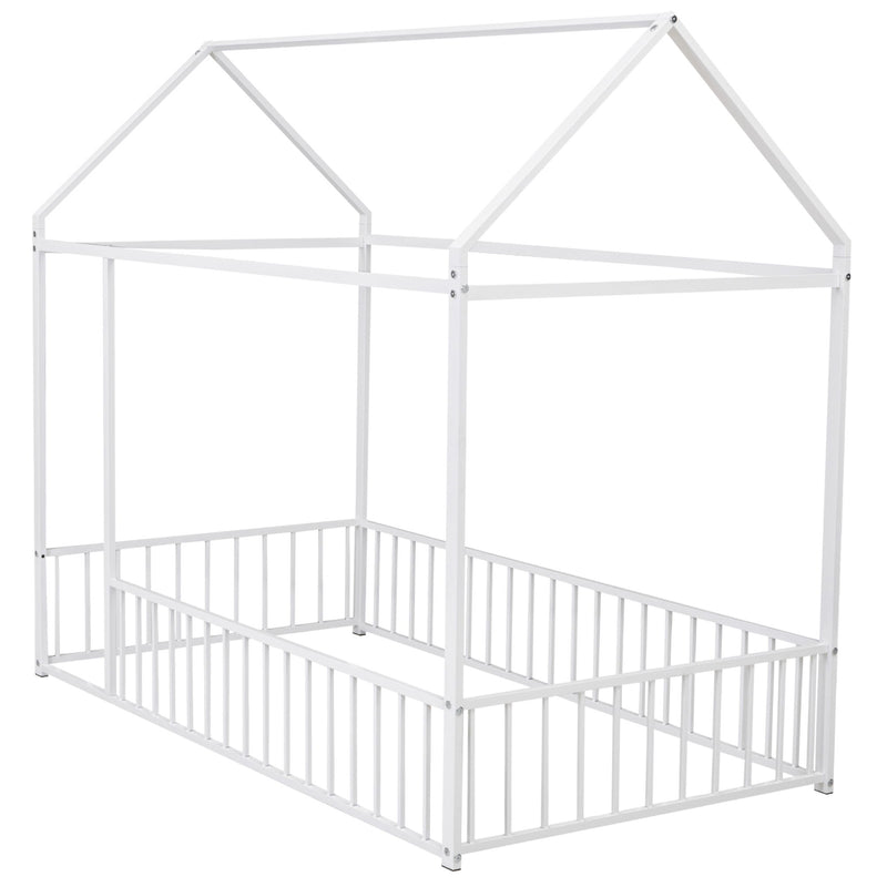 Metal Bed House Bed Frame With Fence - R&R Furniture Gallery (Fountain Valley, CA)