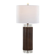 Cylinder - Fluted Contemporary Table Lamp (Set of 2) - Brown / Clear / White - R&R Furniture Gallery (Fountain Valley, CA)