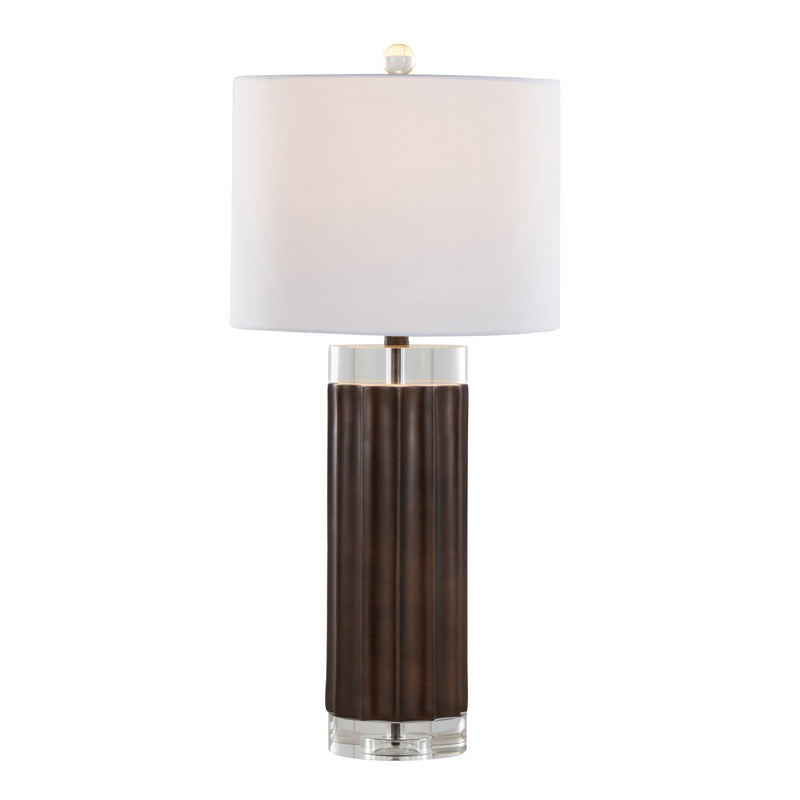 Cylinder - Fluted Contemporary Table Lamp (Set of 2) - Brown / Clear / White - R&R Furniture Gallery (Fountain Valley, CA)