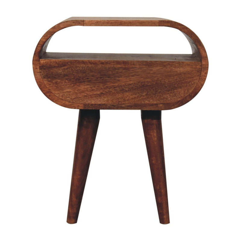 Circular Bedside Table With Open Slot - Caramel - R&R Furniture Gallery (Fountain Valley, CA)