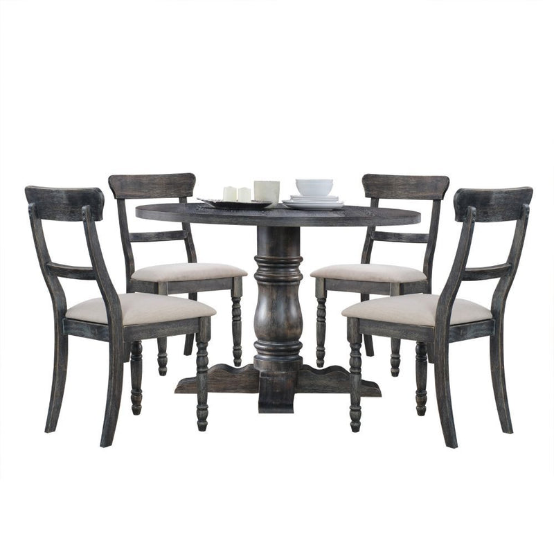 Leventis - Side Chair (Set of 2) - Light Brown Linen & Weathered Gray - R&R Furniture Gallery (Fountain Valley, CA)
