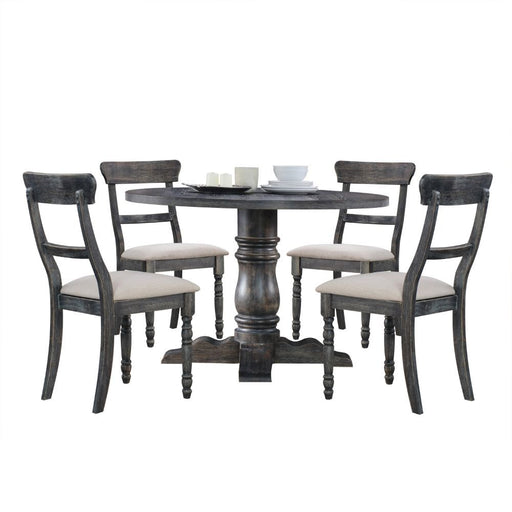 Leventis - Side Chair (Set of 2) - Light Brown Linen & Weathered Gray - R&R Furniture Gallery (Fountain Valley, CA)
