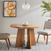 Round Dining Table With Pecan Wood Veneer - Walnut - R&R Furniture Gallery (Fountain Valley, CA)