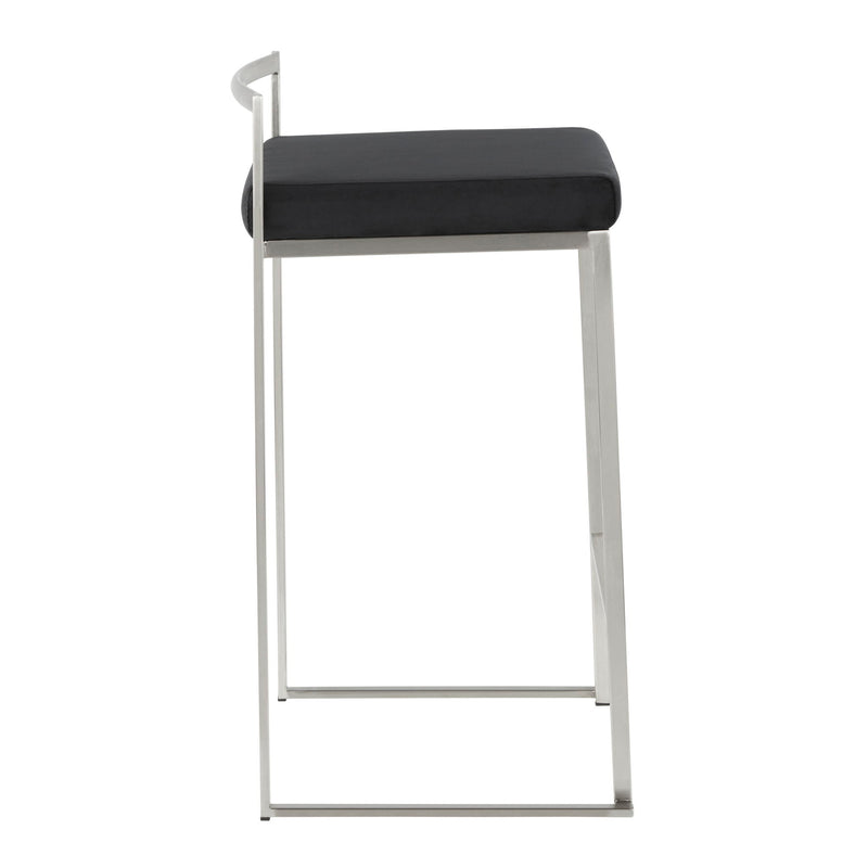 Lumi Source Fuji contemporary elegant stackable counter stool set with sleek design and wooden legs, perfect for modern kitchen or bar area.