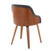 Lumi Source Bacci mid-century modern arm dining chair with wooden legs and upholstered seat and back in a stylish design