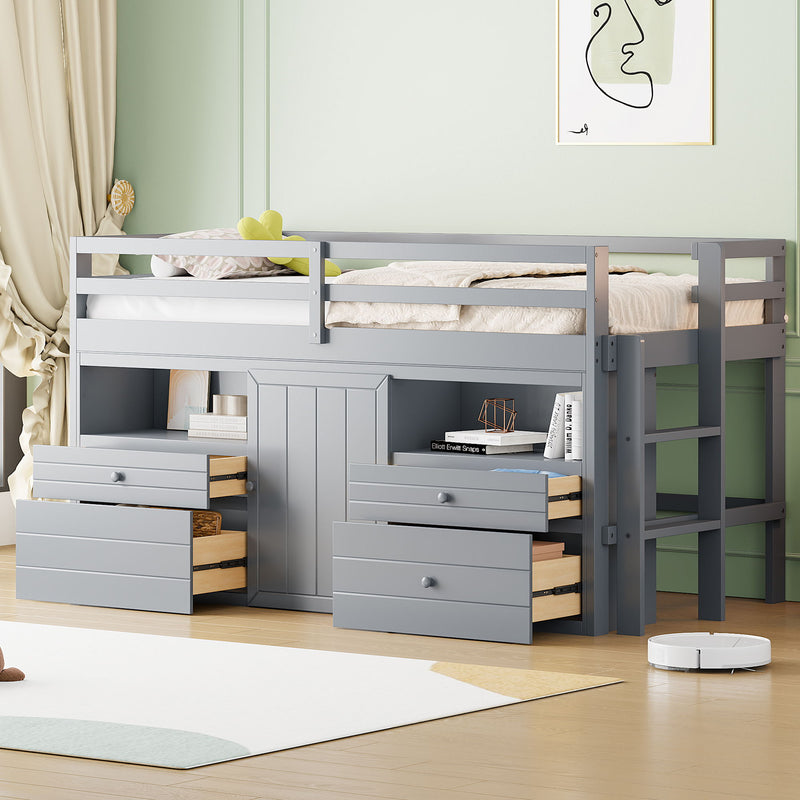 Loft Bed With 4 Drawers, Underneath Cabinet And Shelves - R&R Furniture Gallery (Fountain Valley, CA)