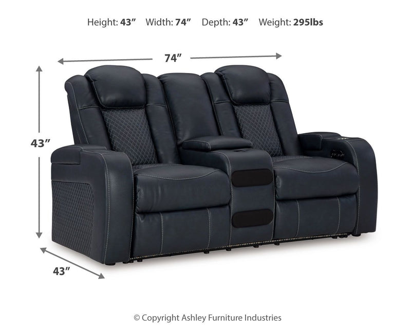 Fyne-dyme - Power Reclining Loveseat With Console/Adj Hdrst - R&R Furniture Gallery (Fountain Valley, CA)