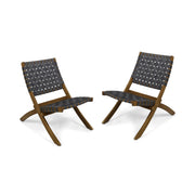 Solidago - Outdoor And Strapping Belt Folding Chairs, (Set of 2) - Black / Brown - R&R Furniture Gallery (Fountain Valley, CA)