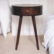 Circular Shaped Bedside Table - Walnut - R&R Furniture Gallery (Fountain Valley, CA)