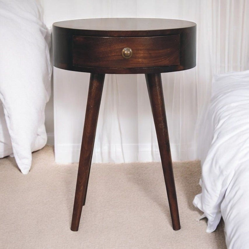 Circular Shaped Bedside Table - Walnut - R&R Furniture Gallery (Fountain Valley, CA)