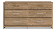Signature Design by Ashley Six Drawer Dresser with sleek wooden finish and modern hardware, ideal for bedroom storage and organization.
