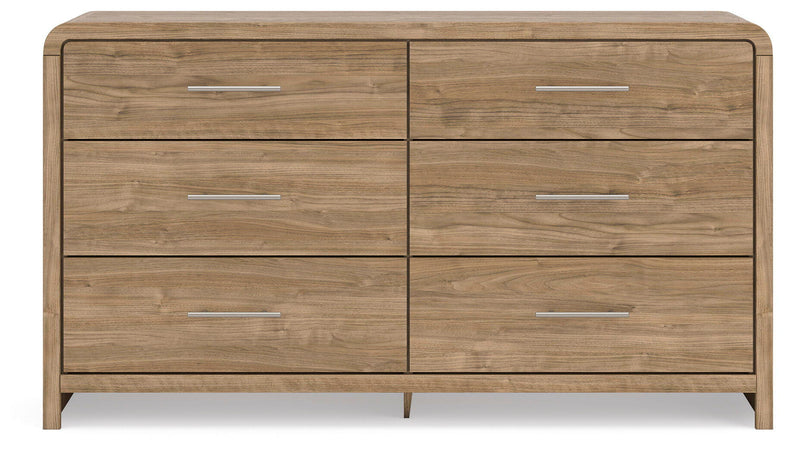 Signature Design by Ashley Six Drawer Dresser with sleek wooden finish and modern hardware, ideal for bedroom storage and organization.