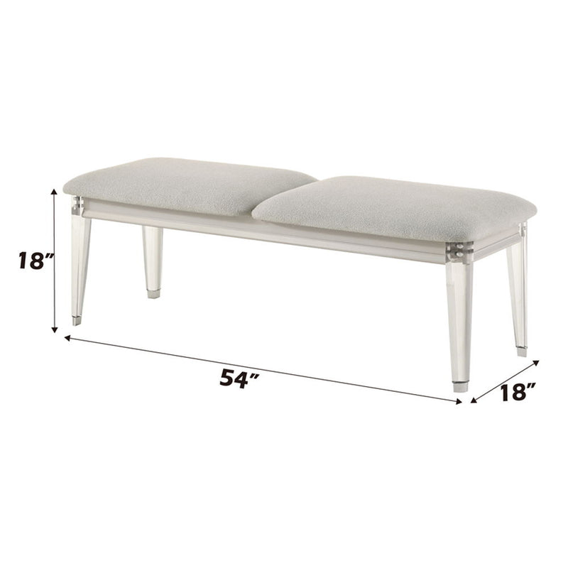 Laveda - Bench - Light Gray Boucle & Pearl White - R&R Furniture Gallery (Fountain Valley, CA)