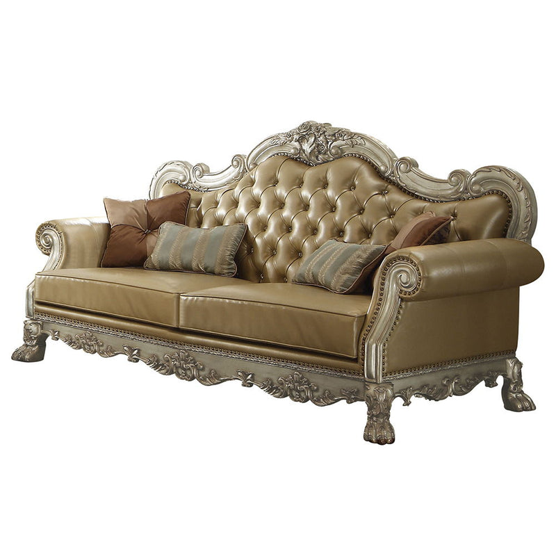 Dresden - Sofa - Bone PU & Gold Patina - R&R Furniture Gallery (Fountain Valley, CA)
