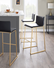 Set of two Lumi Source Mara contemporary upholstered barstools with sleek design and cushioned seats for modern bar or counter use.