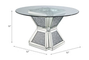 Noralie - 31" Dining Table - Clear Glass, Mirrored & Faux Diamonds - R&R Furniture Gallery (Fountain Valley, CA)