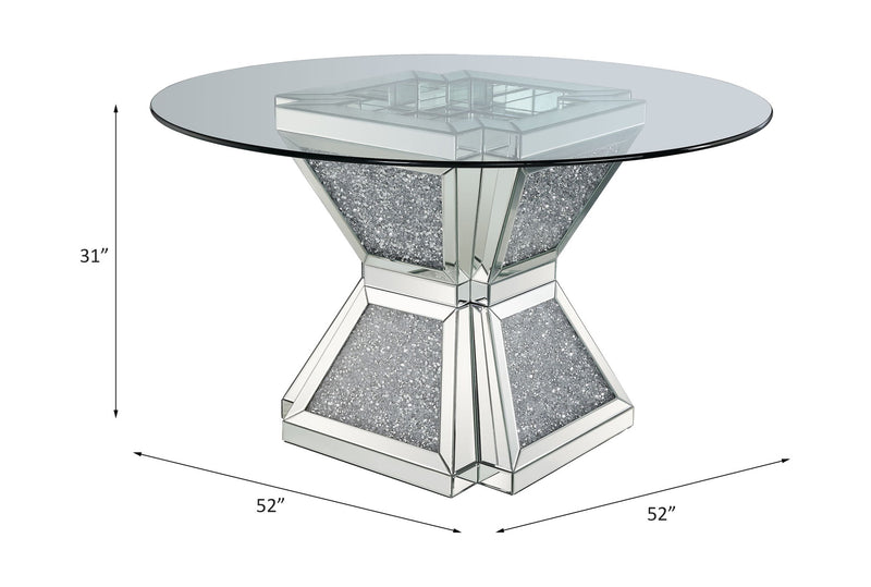 Noralie - 31" Dining Table - Clear Glass, Mirrored & Faux Diamonds - R&R Furniture Gallery (Fountain Valley, CA)