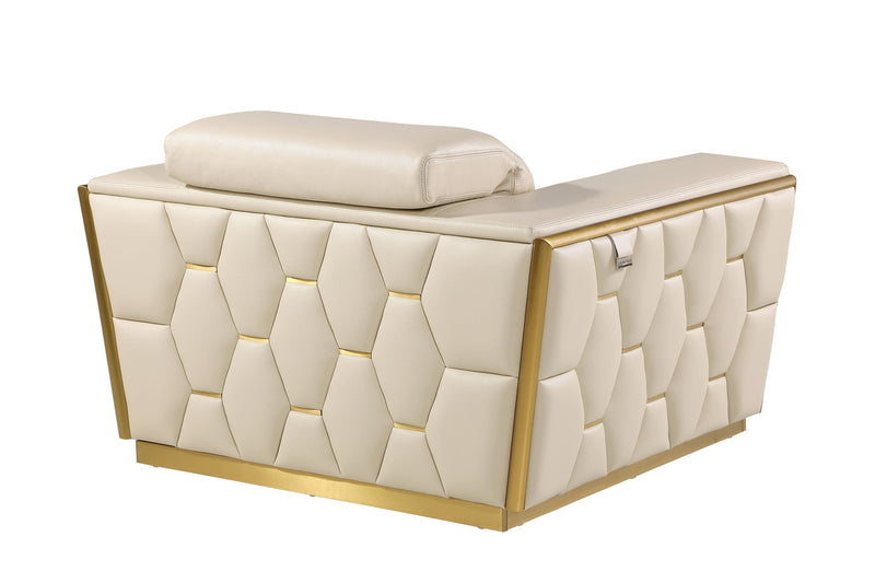 1111 - Leather Chair - Beige - R&R Furniture Gallery (Fountain Valley, CA)