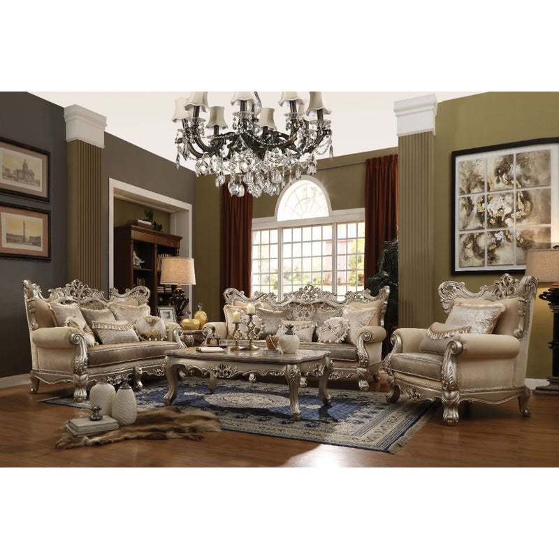 Ranita - Sofa With 7 Pillows - Fabric & Champagne - R&R Furniture Gallery (Fountain Valley, CA)