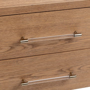 Alisen 2-drawer Napa Grove accent nightstand by Classic Home, showing wood finish and sleek drawer handles.