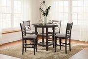 Brown Langwest 5-piece dining room counter table set by Signature Design Ashley, featuring a modern table and matching chairs.