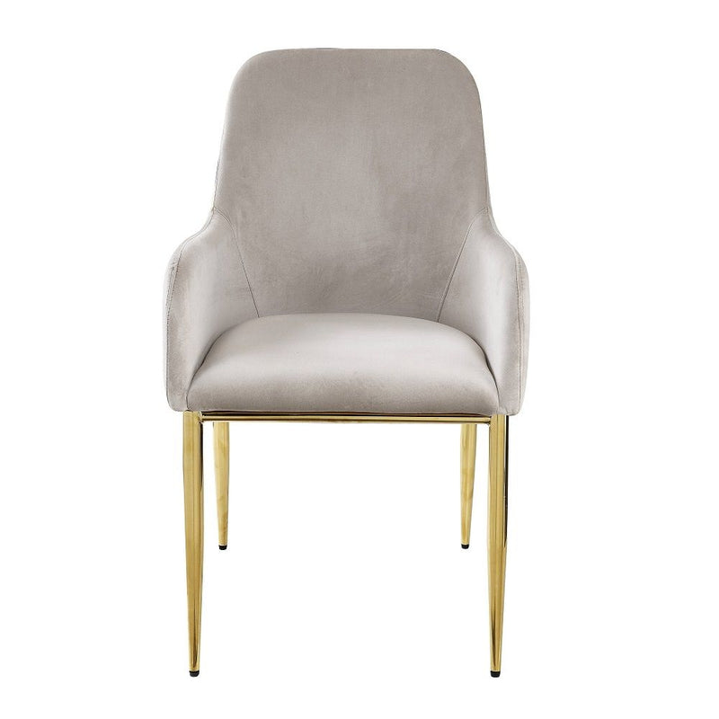 Barnard - Side Chair (Set of 2) - Gray Velvet & Mirrored Gold - R&R Furniture Gallery (Fountain Valley, CA)