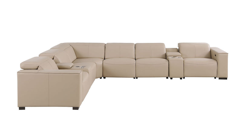 1208 - 8 Piece L Shaped Leather Sectional With 4 Power Recliners & Power Headrests