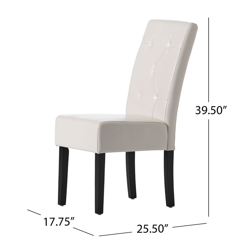 Carter - 5 Tuft Dining Chair With Button Tufted Backrest And Espresso Legs - Ivory - R&R Furniture Gallery (Fountain Valley, CA)