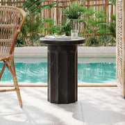 Outdoor Lightweight Concrete BMarble Effect Side Table, Living Room End Table - Black / Marble - R&R Furniture Gallery (Fountain Valley, CA)