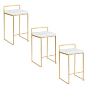 Pair of Lumi Source Fuji contemporary and glam design counter stools with sleek seats and modern metal legs, set of two.