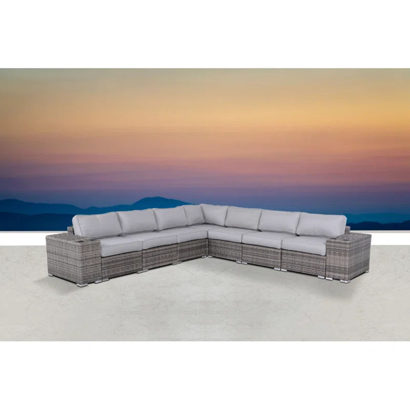 Minnesota - 9 Piece Sectional Sofa Set With Cushions - Gray Mix - R&R Furniture Gallery (Fountain Valley, CA)
