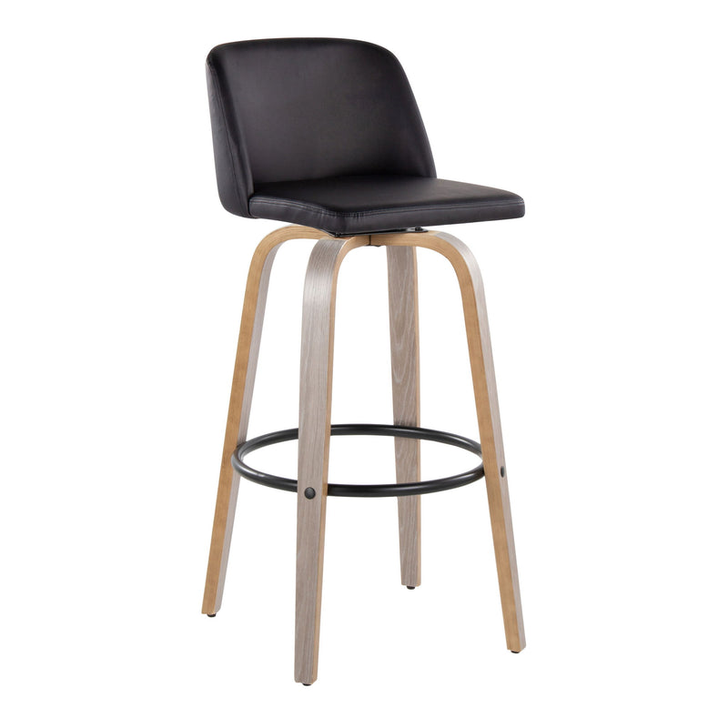 Lumi Source Toriano fixed height contemporary barstools with swivel, round footrest, set of 2, in modern design