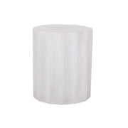 Antique white outdoor end table with soft wave edge, crafted by Noble House, featuring a stylish and durable design for outdoor spaces.