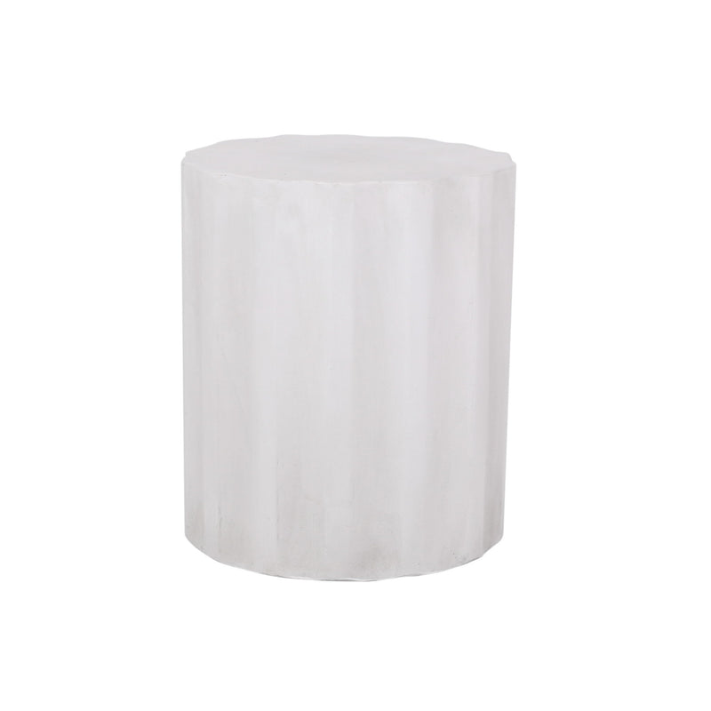 Antique white outdoor end table with soft wave edge, crafted by Noble House, featuring a stylish and durable design for outdoor spaces.