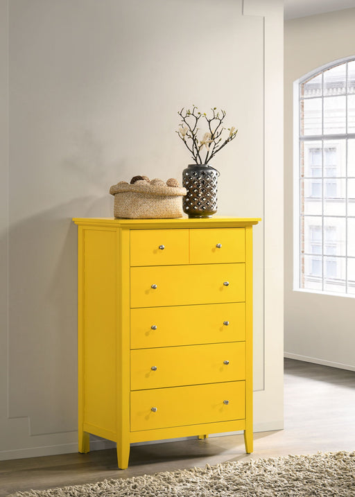Glory Furniture Hammond accent chest with wooden finish, featuring stylish design and storage drawers for living room decor.