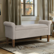 Upholstered Storage Bench With Rolled Armrests - Beige - R&R Furniture Gallery (Fountain Valley, CA)