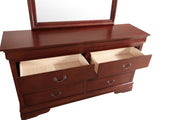 Louis Phillipe bedroom dresser by Glory Furniture, featuring a spacious wooden dresser with sleek handles and a polished finish.