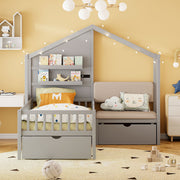 House Bed With Upholstered Sofa, Wireless Charging Station, Shelves And 2 Drawers - R&R Furniture Gallery (Fountain Valley, CA)