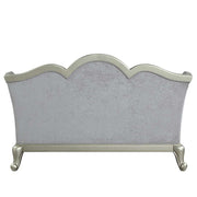 Qunsia - Loveseat With 4 Pillows - Light Gray Linen & Champagne - R&R Furniture Gallery (Fountain Valley, CA)