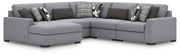 Benchcraft Bealton stationary sectional sofa with plush cushions and fabric upholstery, displayed in a modern living room setting.