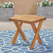 Passion - Outdoor Side Table With Cross Base And Slatted Top - Teak - R&R Furniture Gallery (Fountain Valley, CA)
